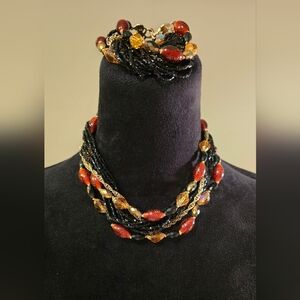 Deauville Signed Necklace And Bracelet Vintage